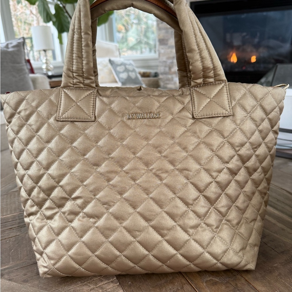 MZ Wallace Gold Metro Tote Deluxe